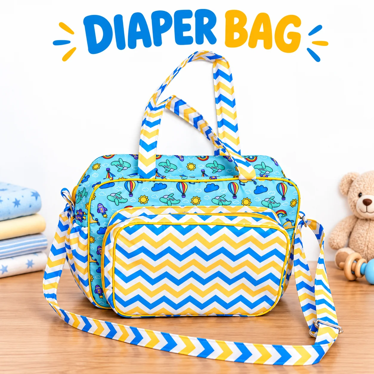 Colorful Chevron Diaper Bag Display