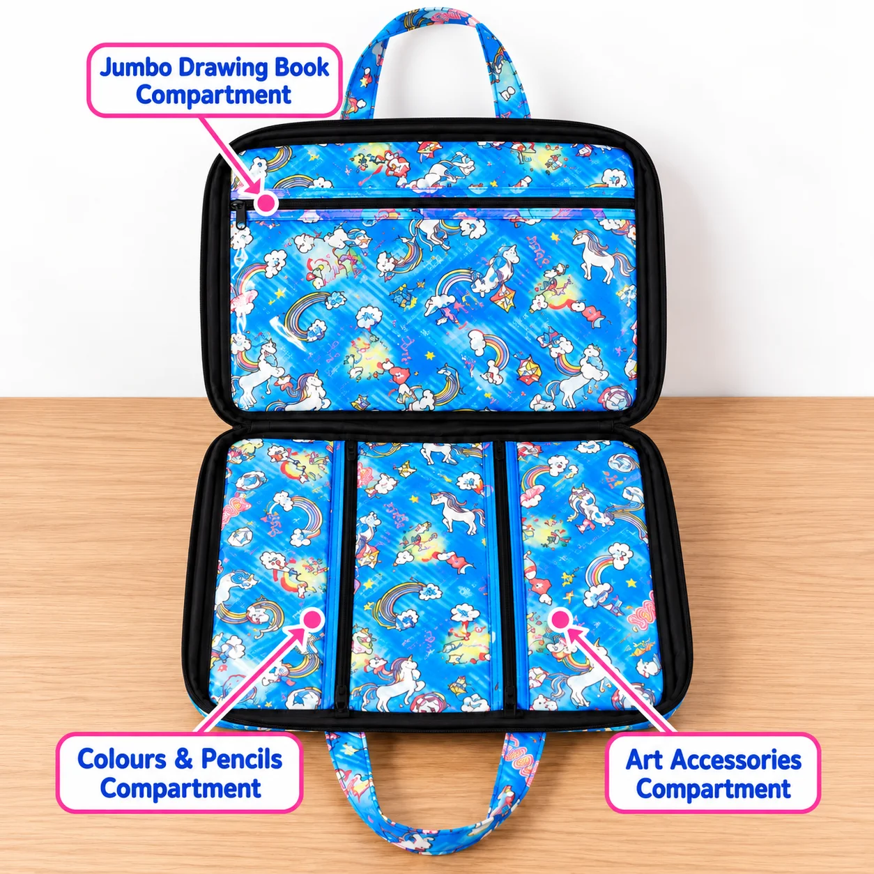 Blue Unicorn Art Organizer Case